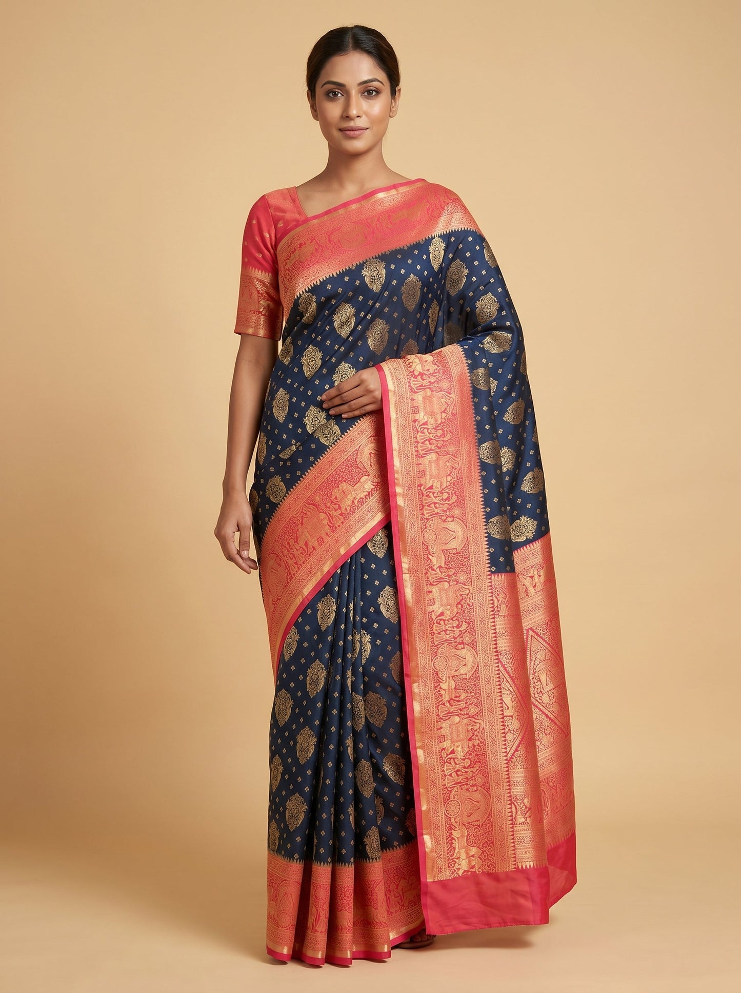 Dark Green Deep Tone Handloom Saree