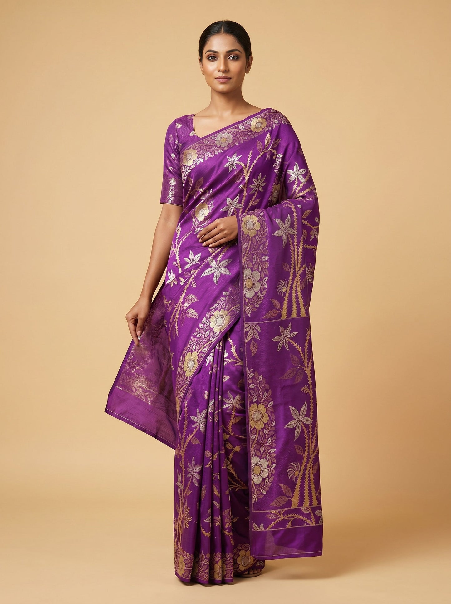 Dark Magenta Deep Hue Handloom Saree