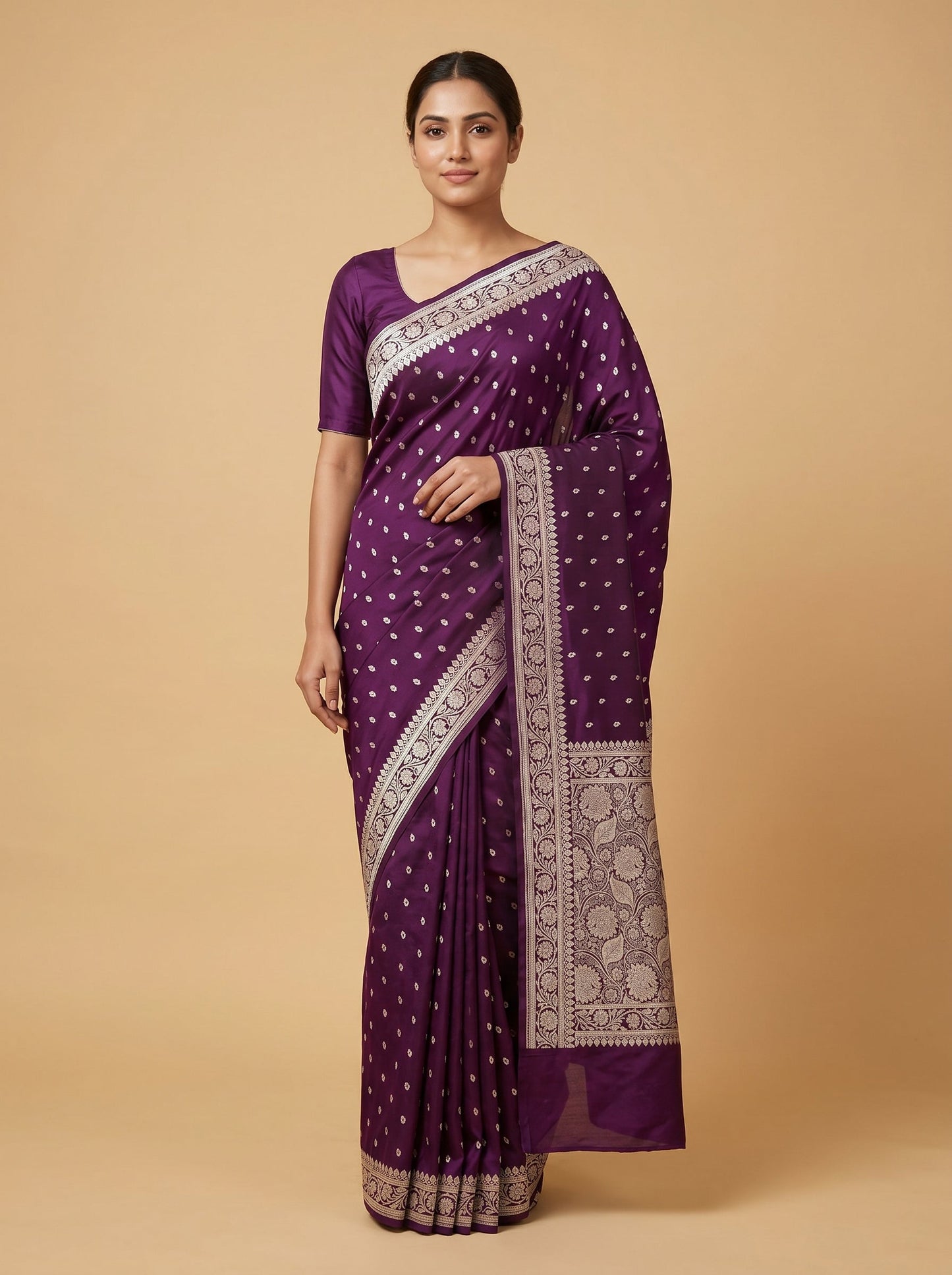 Dark Purple Opulent Hue Handloom Saree