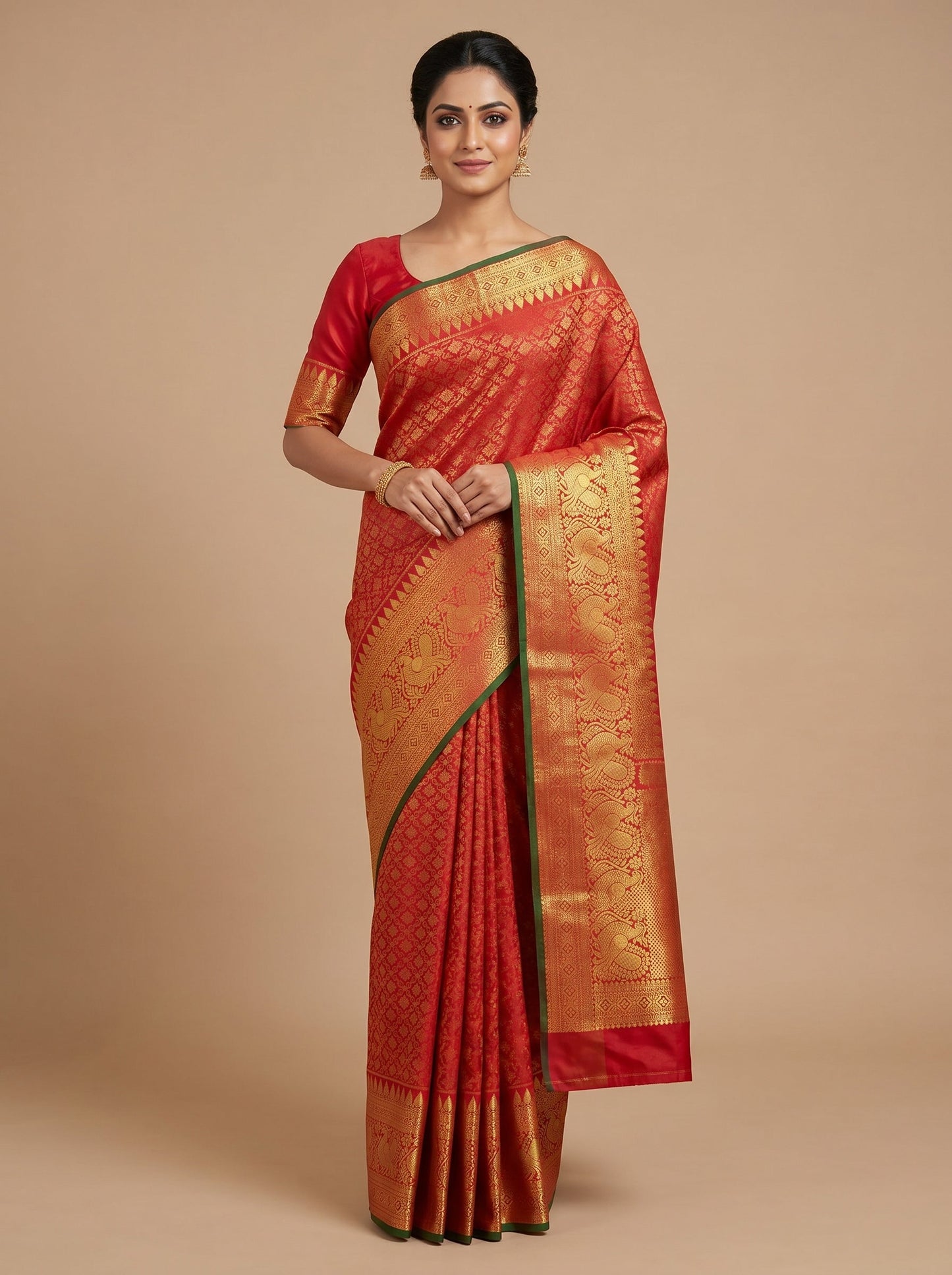 Dark Red Elegance Handloom Saree