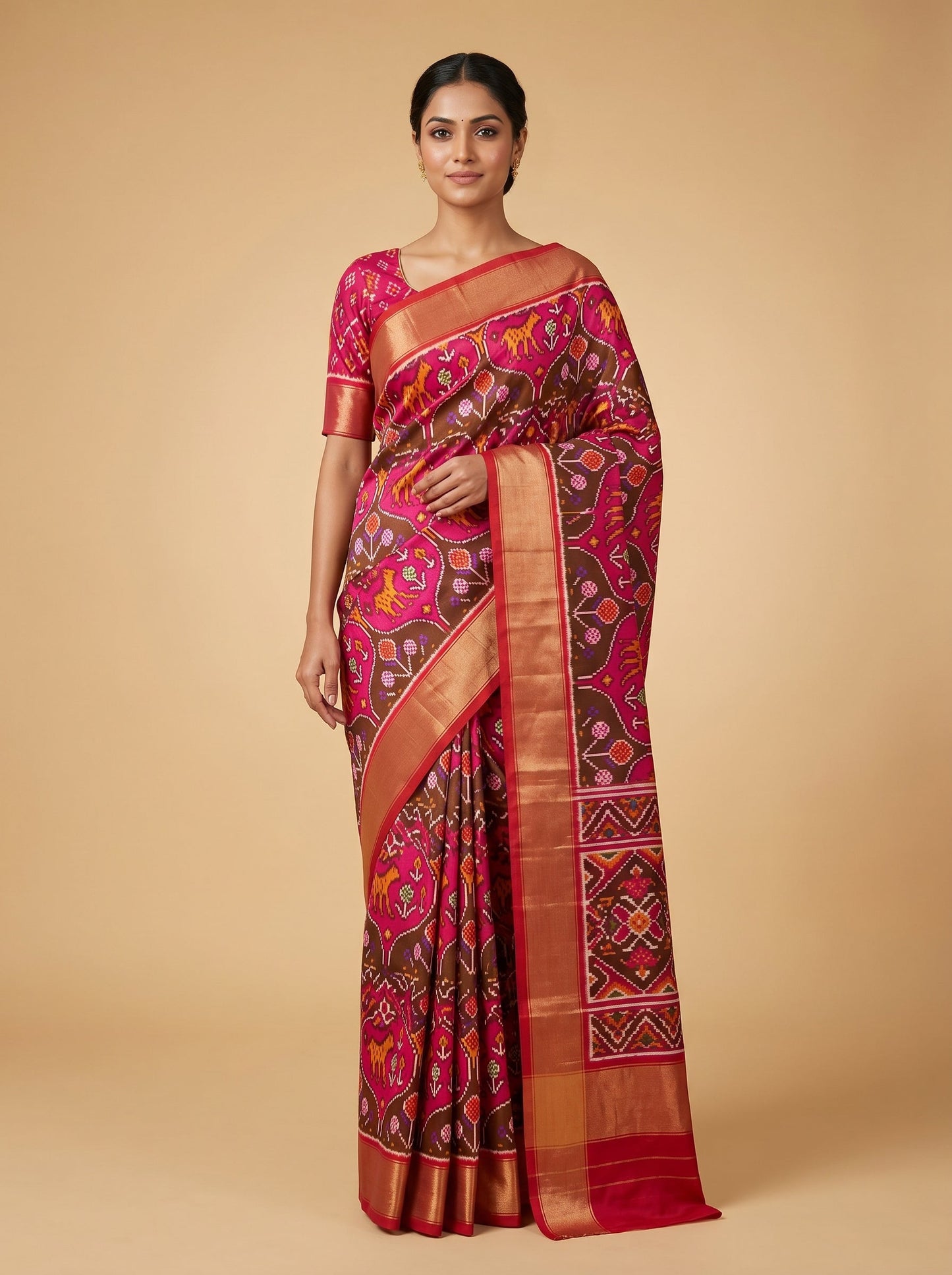 Dark Red Intense Tone Handloom Saree