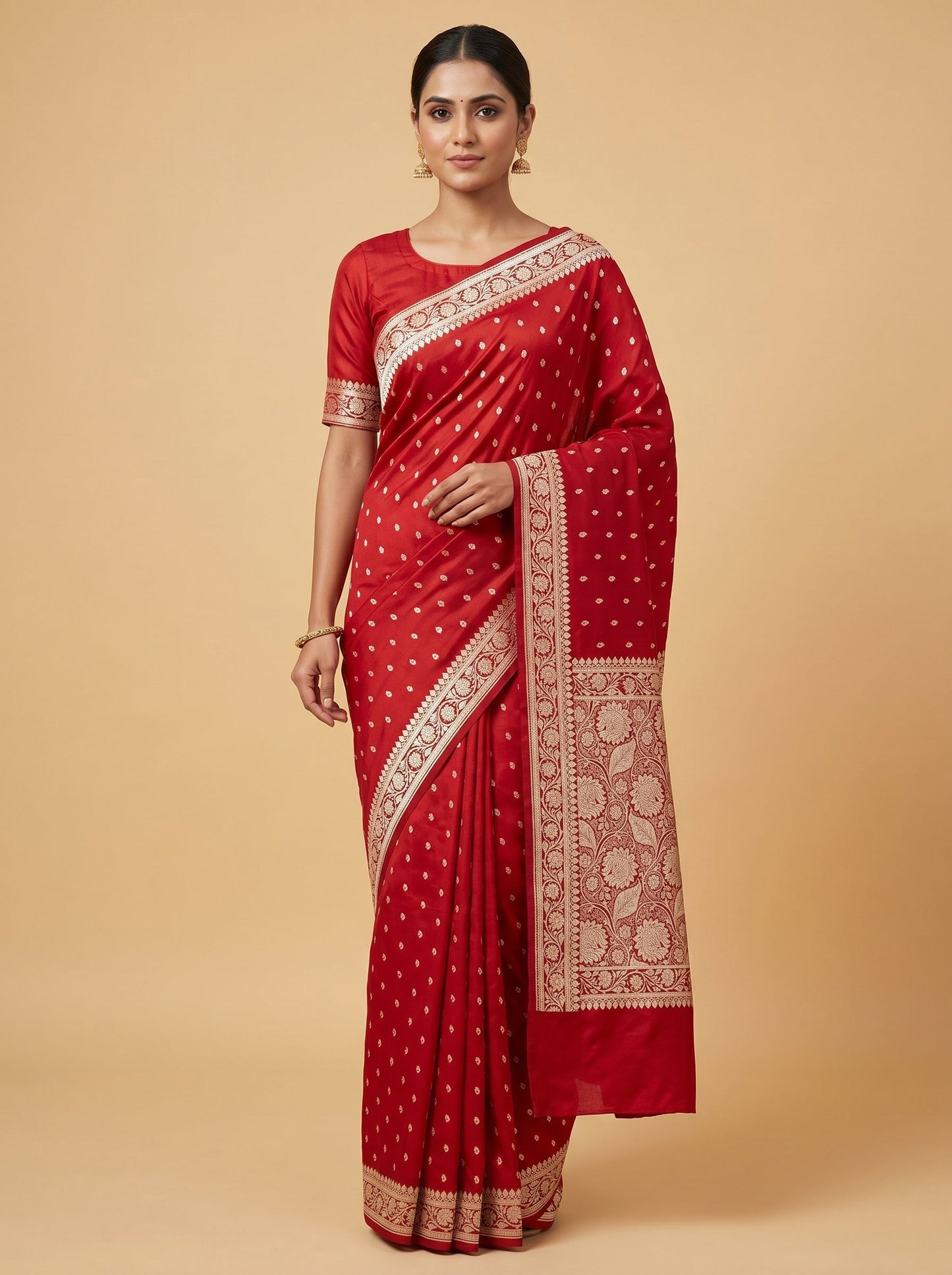 Dark Red Strong Appeal Handloom Saree