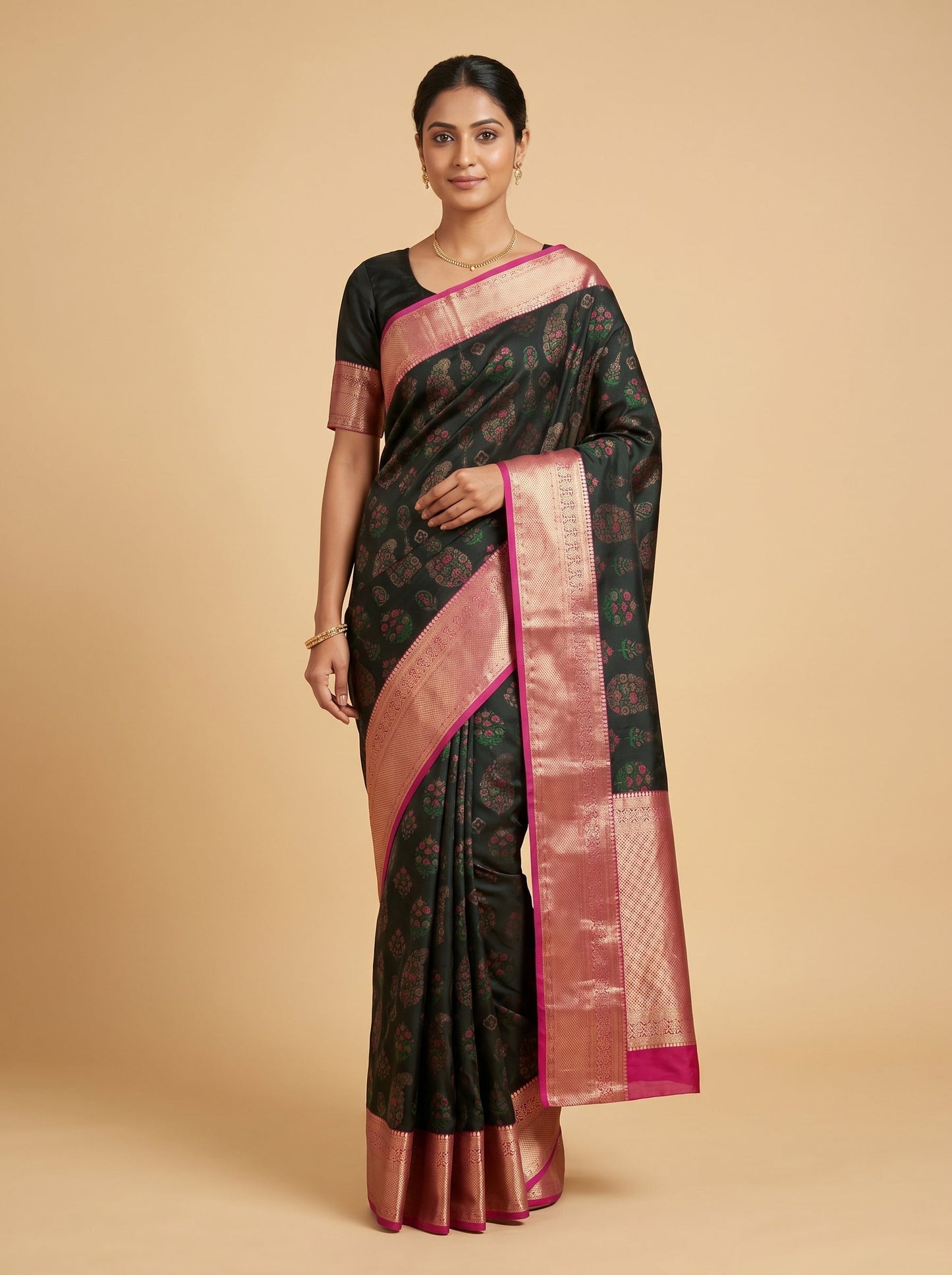 Dark Wine Velvet Handloom Saree