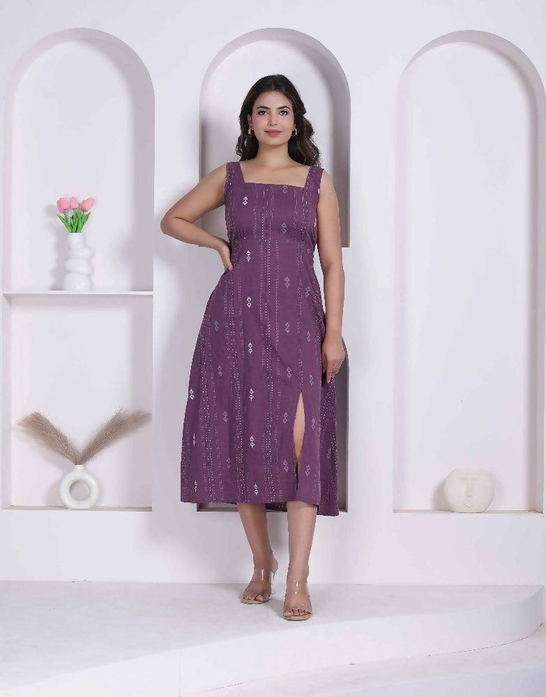 Miravan Womens Abstract Printed Wine ALine Maxi Dress