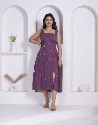 Miravan Womens Abstract Printed Wine ALine Maxi Dress
