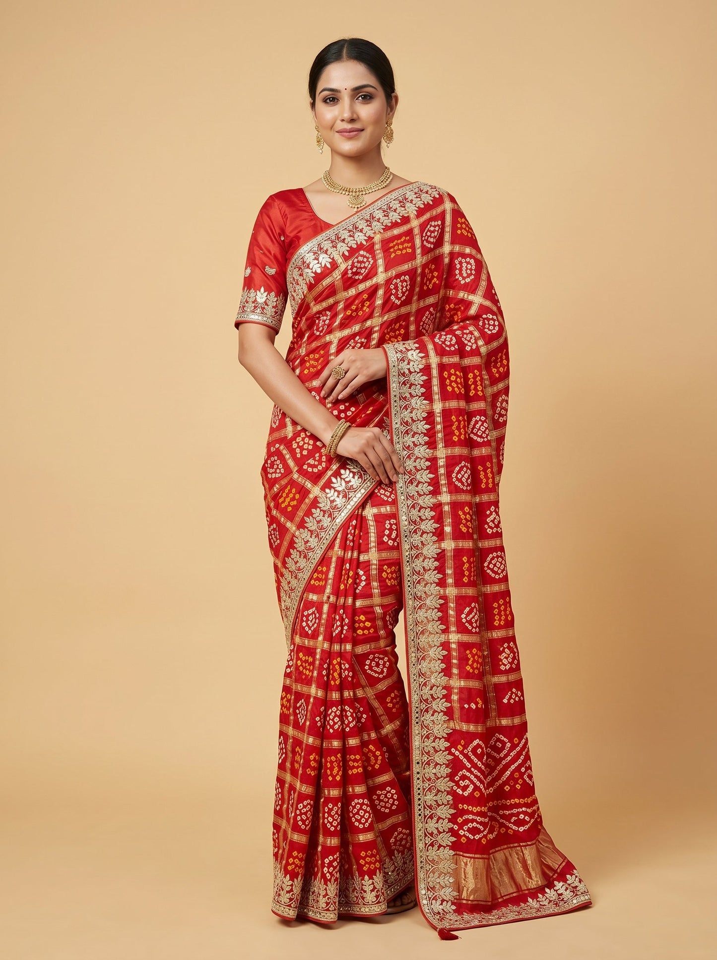 Deep Crimson Dark Red Embroidered Saree