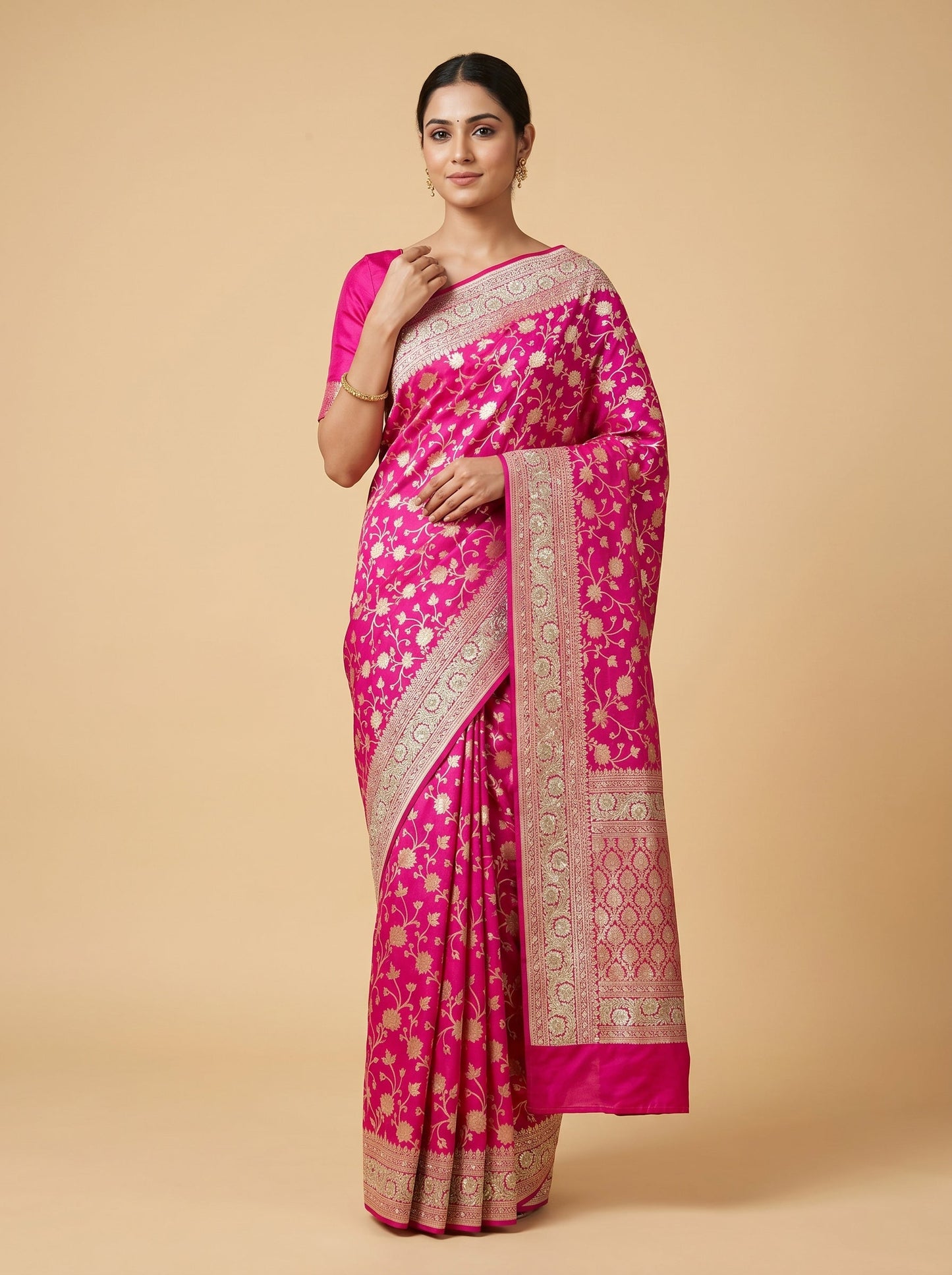 Deep Fuchsia Embroidered Saree