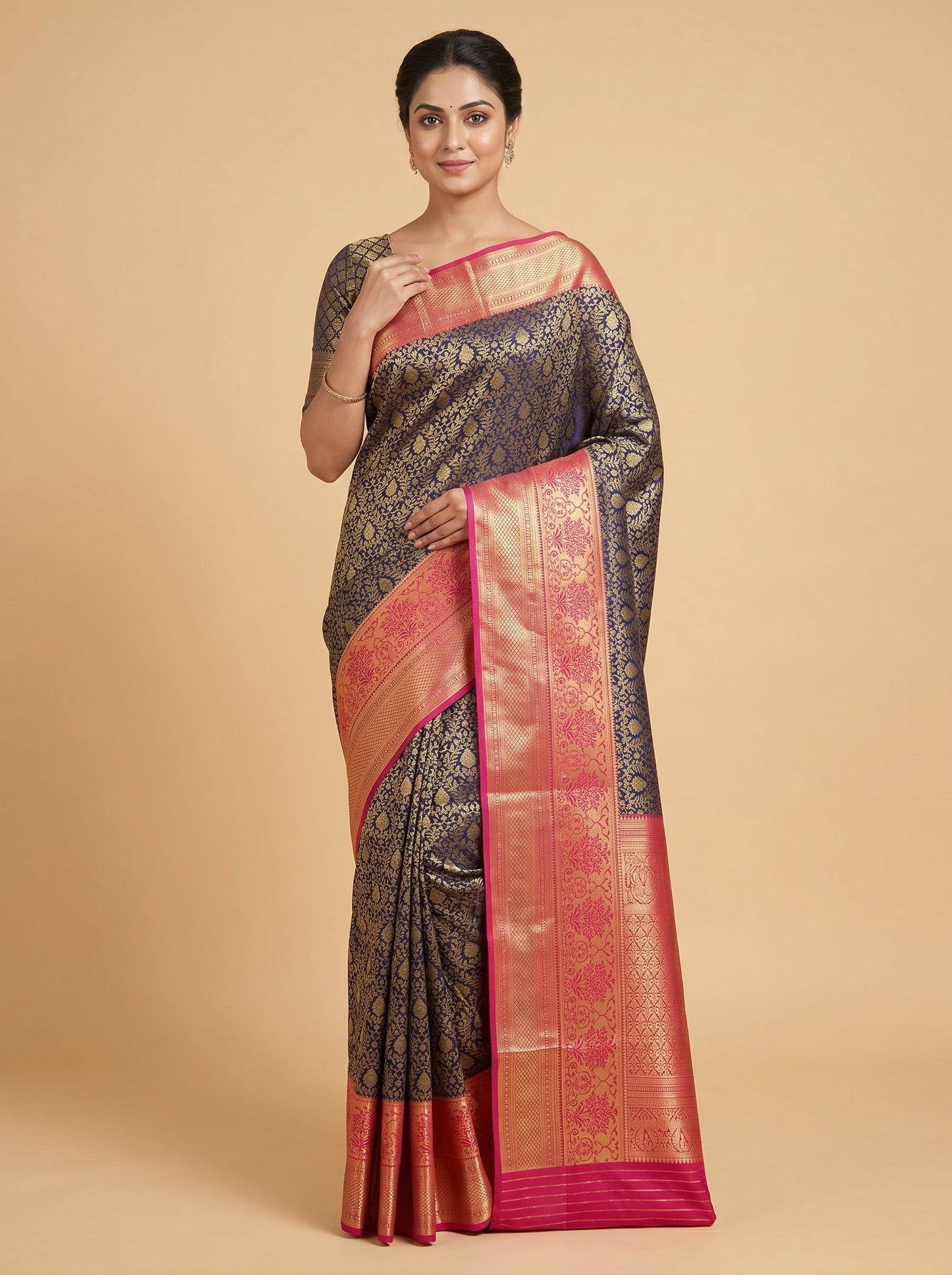 Deep Navy Glow Saree