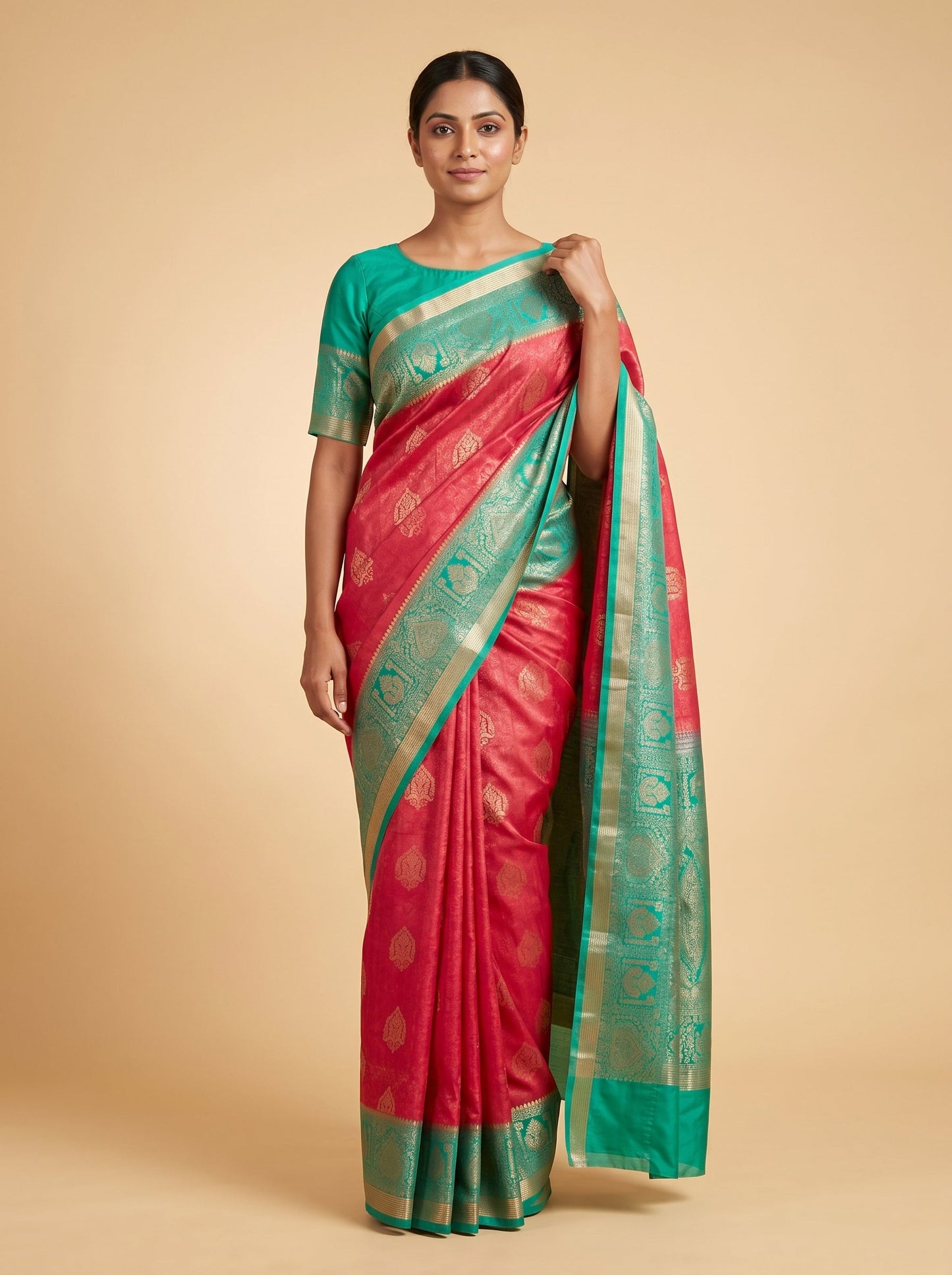 Deep Red Handloom Saree