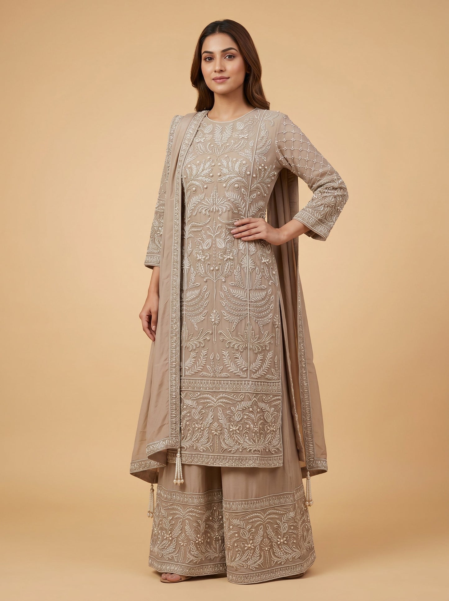 Warm Sand Beige Palazzo Set