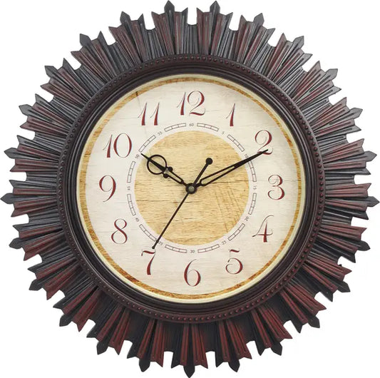 Efinito Analog 45 cm X 45 cm Wall Clock  (Brown, With Glass, Standard)