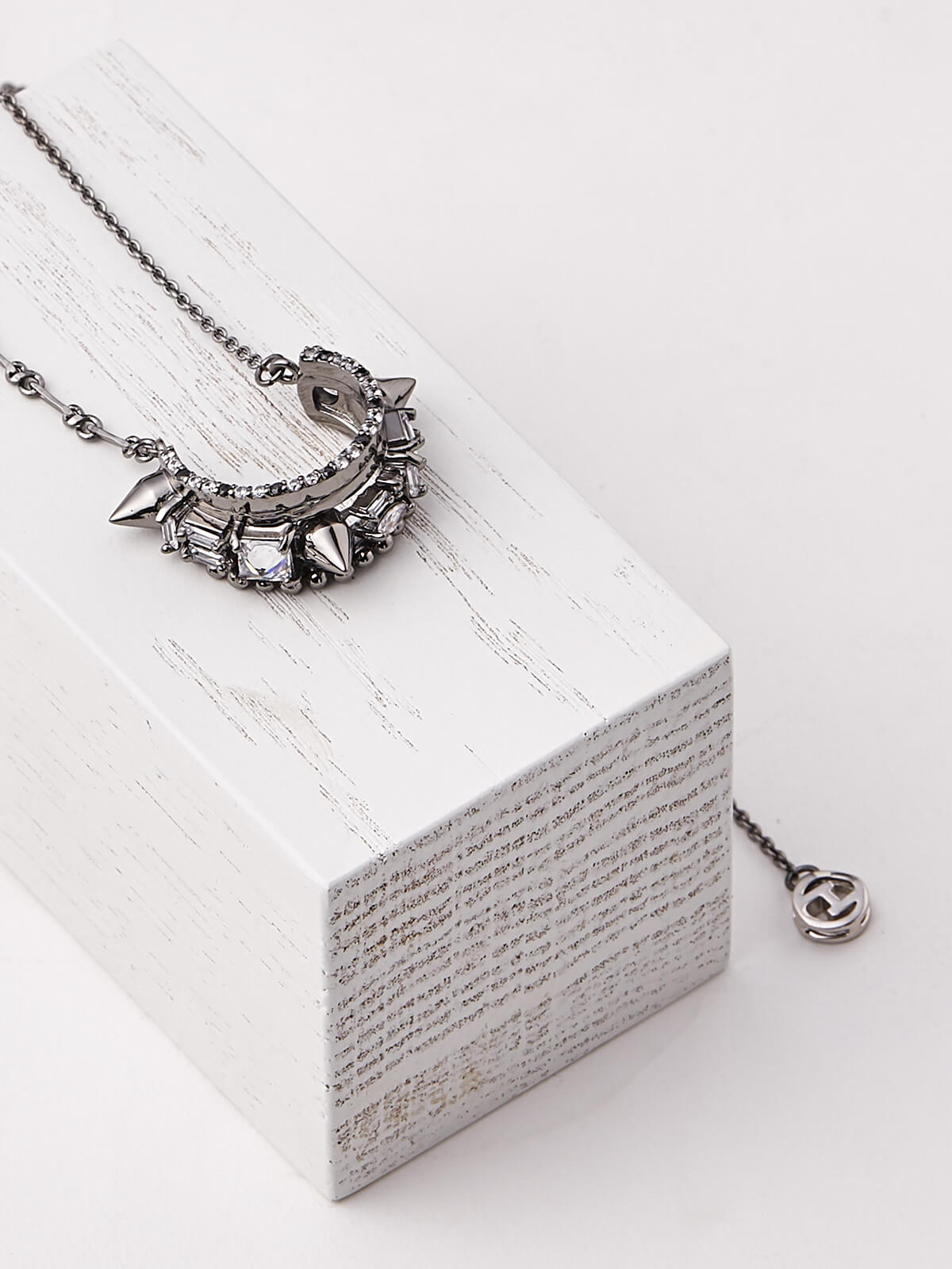 Orion Gunmetal Crescent Pendant Necklace
