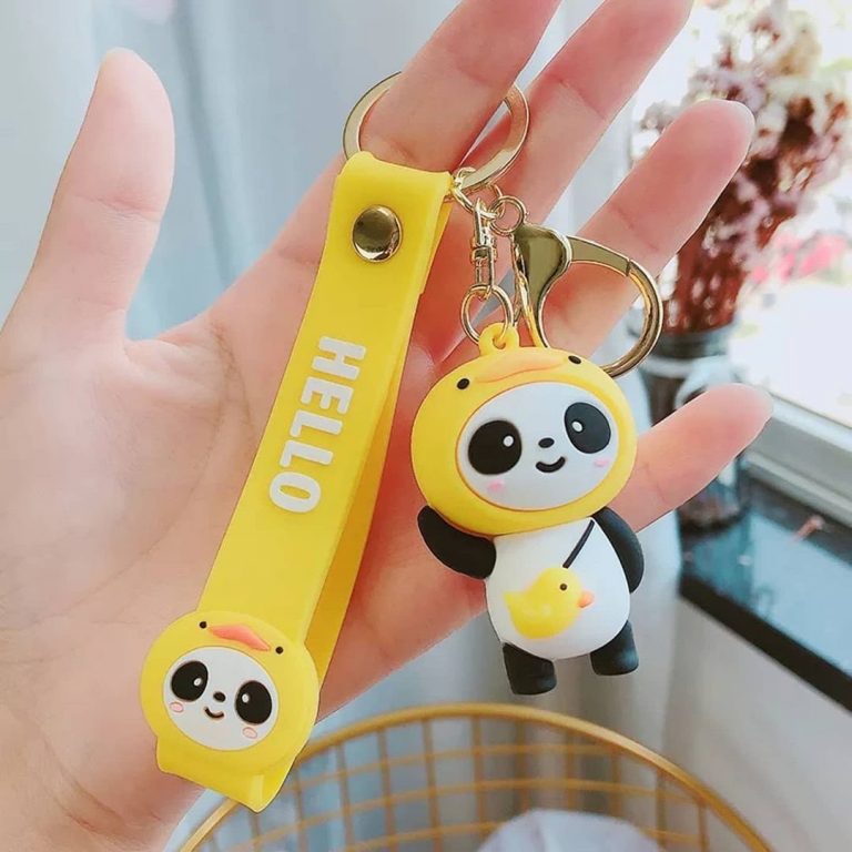 Yellow Panda Silicon Keychain | Model B | 3D Lanyard Keychain | Premium |
