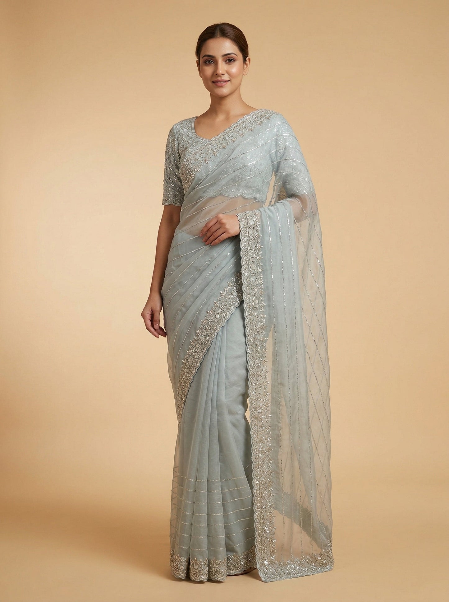 Doctor Blue Distinctive Embroidered Saree