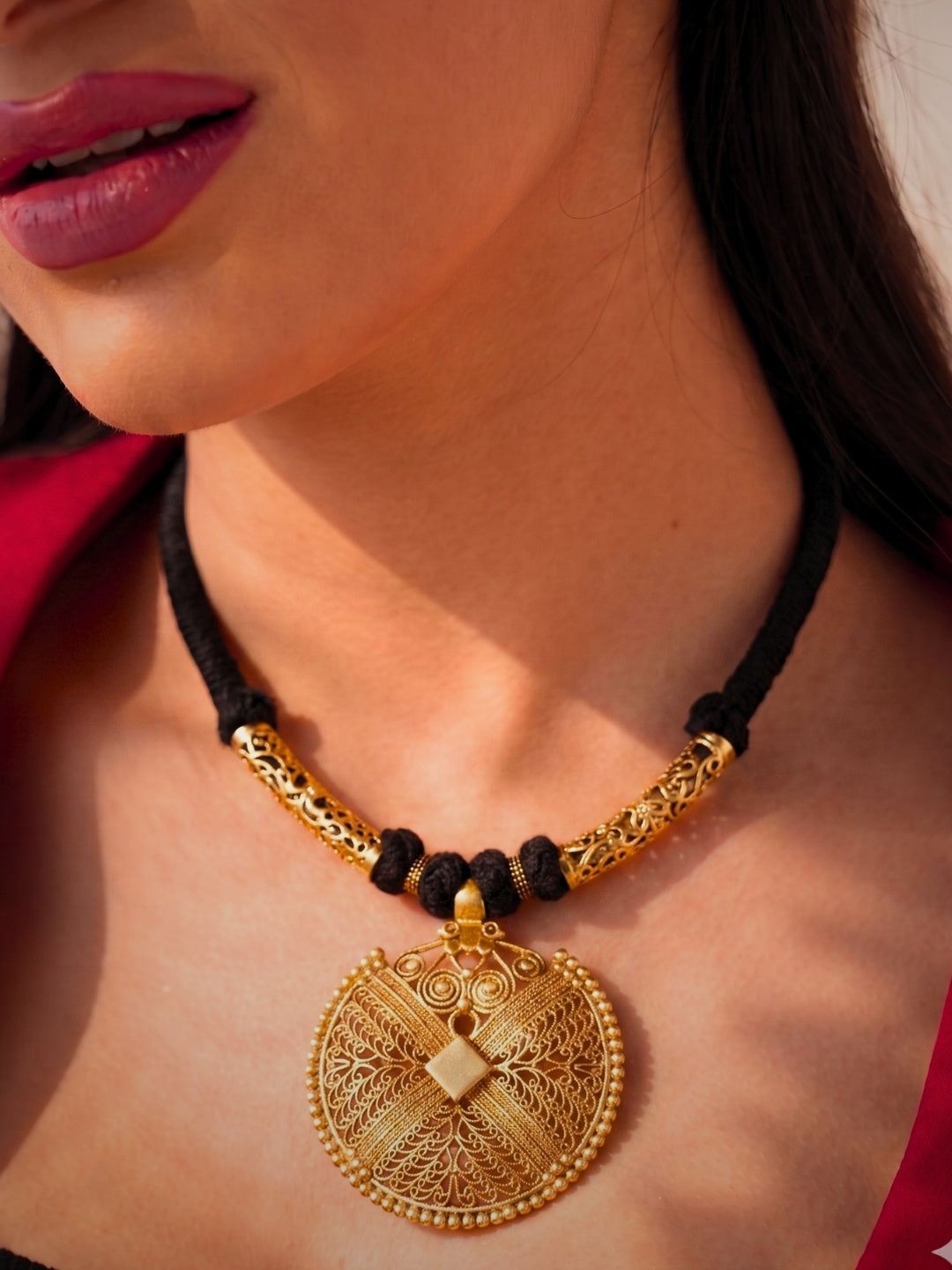 Antique Gold Plated Tassel Necklace