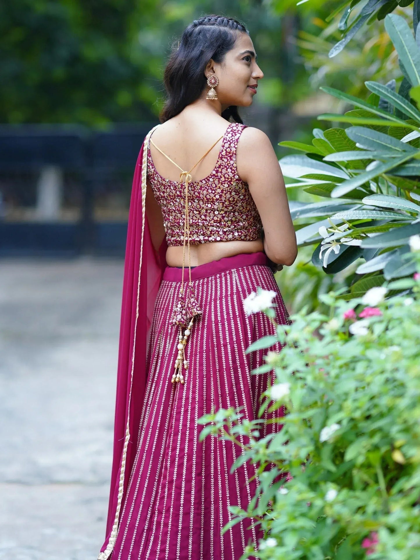 Tulsi Art Stunning Magenta Sequins Georgette Reception Wear Lehenga Choli