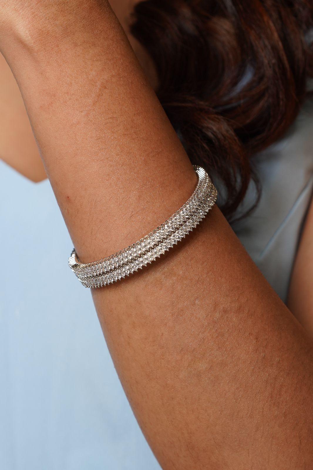 Dual Row Tiny Diamond Daily Wear Bangle Set