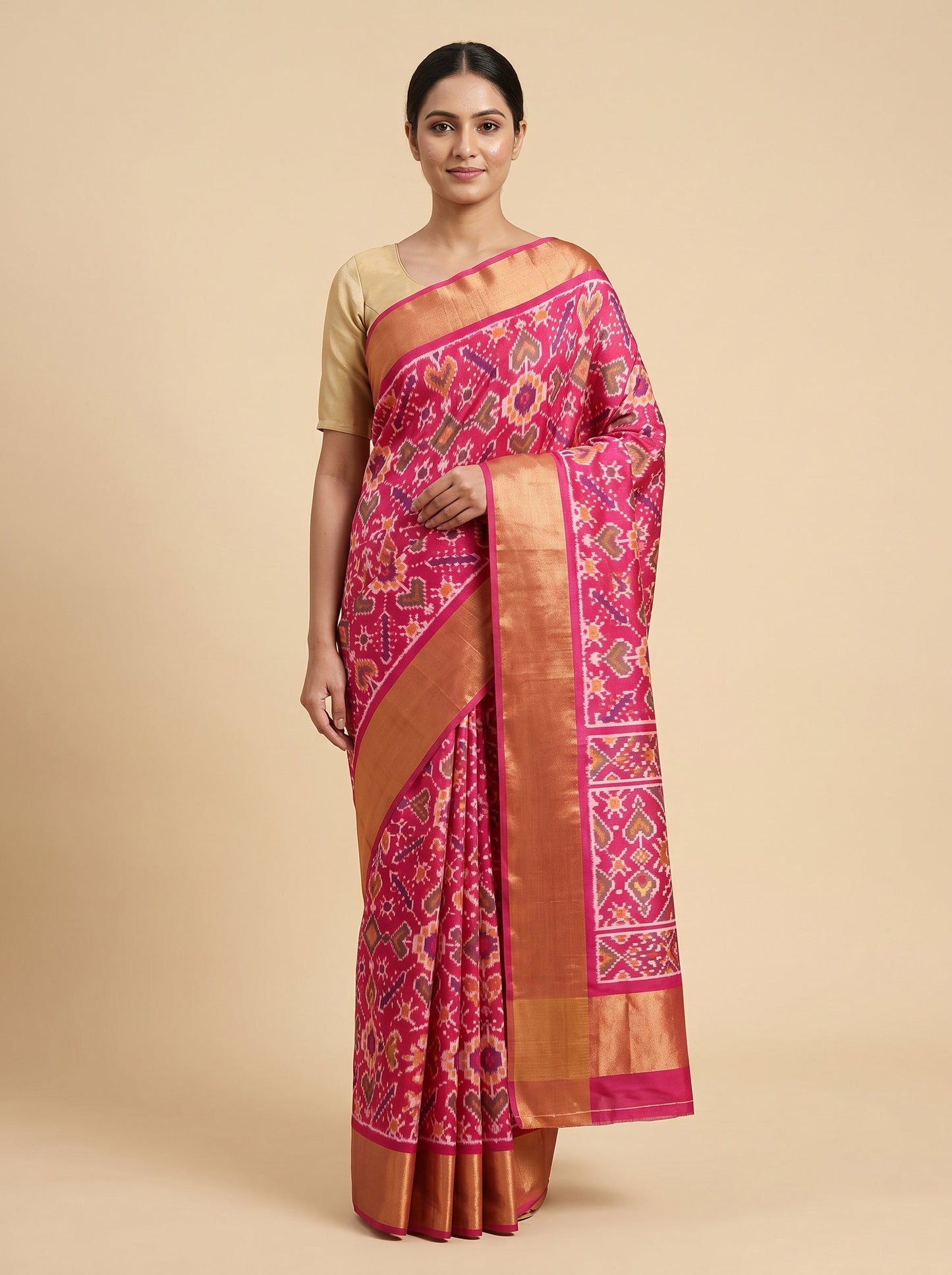 Dual Tone Gold Handloom Saree
