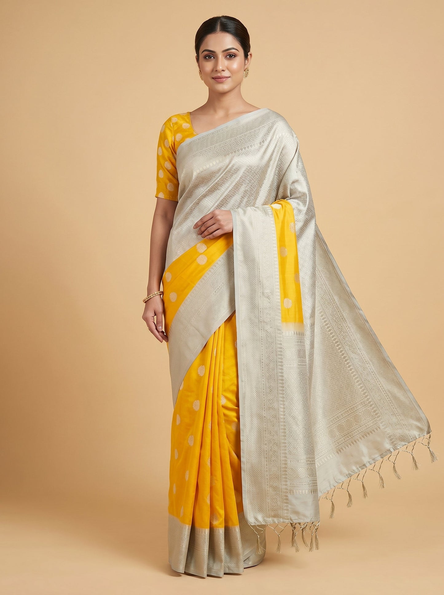 Dual Tone Mustard Handloom Saree
