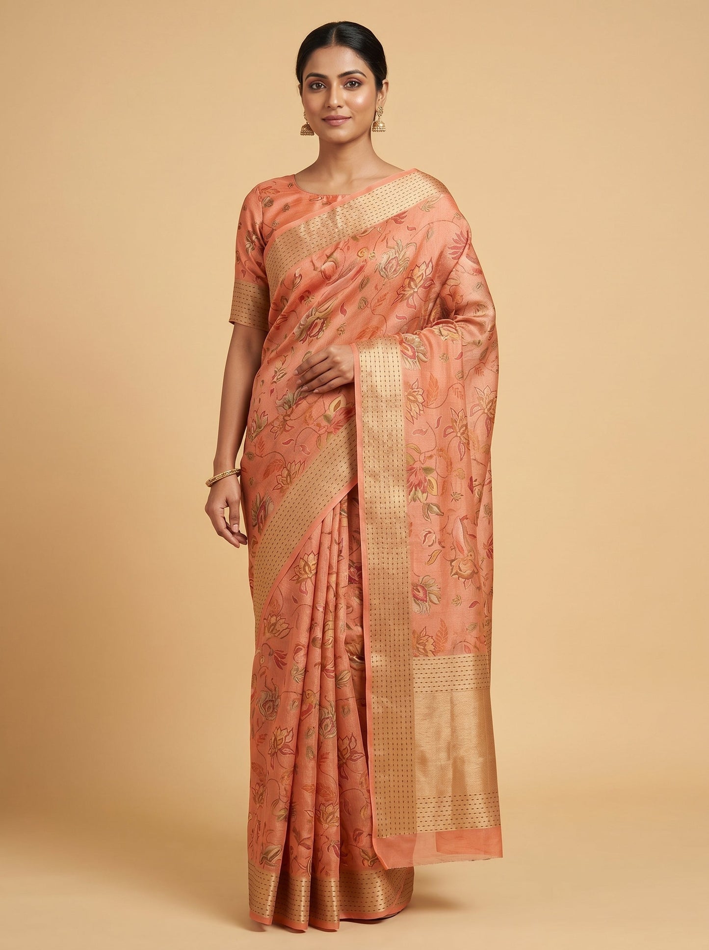 Dusky Orange Elegance Saree
