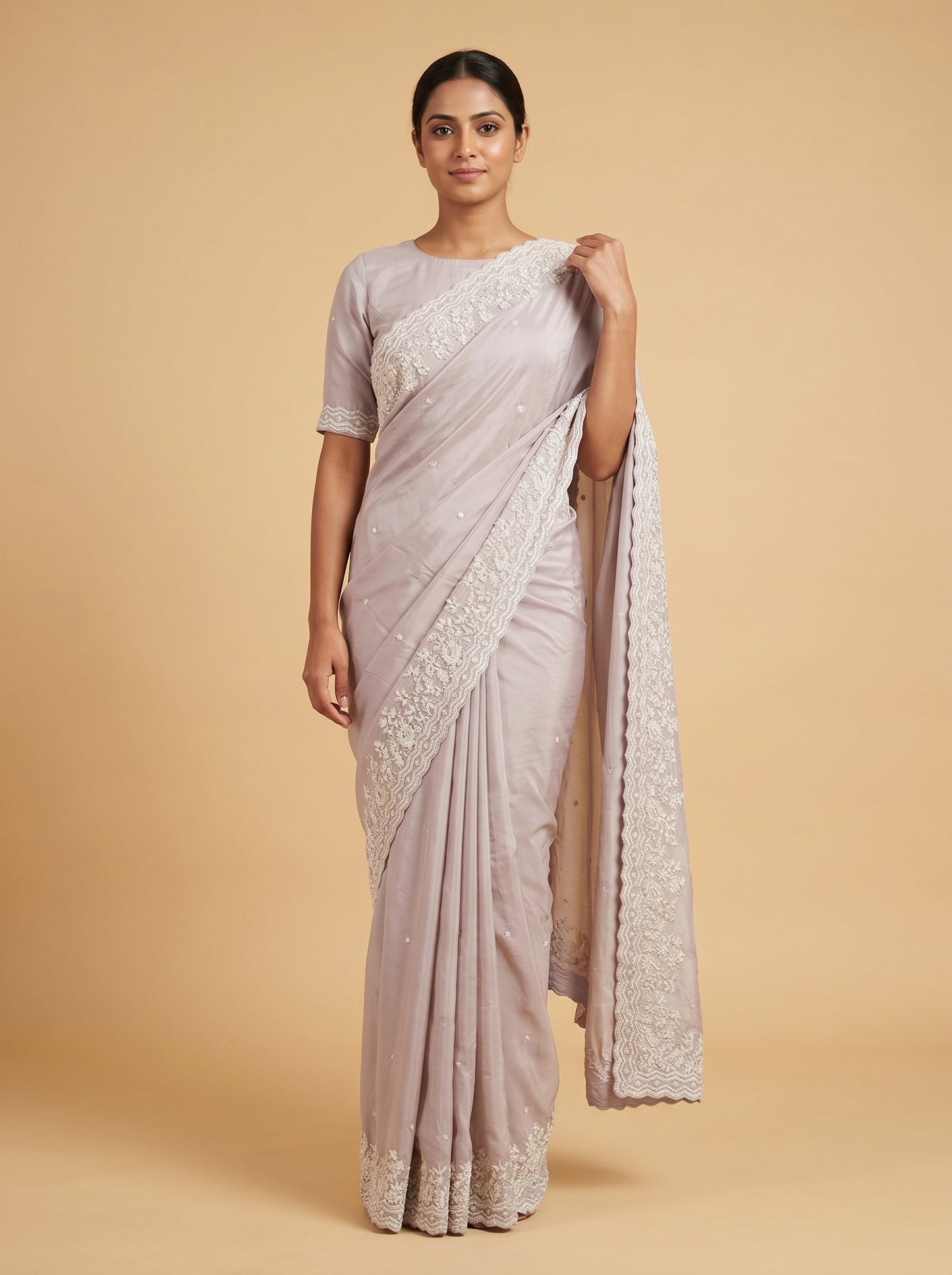 Dusty Pink Vintage Embroidered Saree
