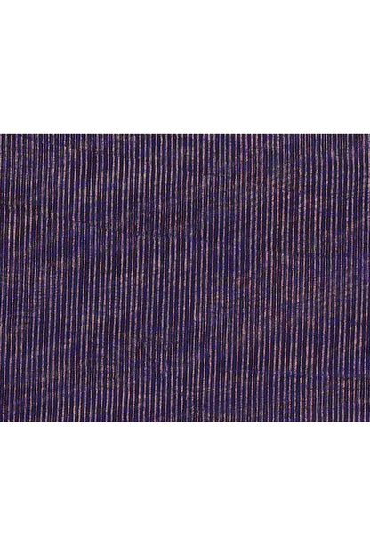 Piyari Fashion Women's Navy Blue Embellished Cotton Blend Zari Check Handloom Saree