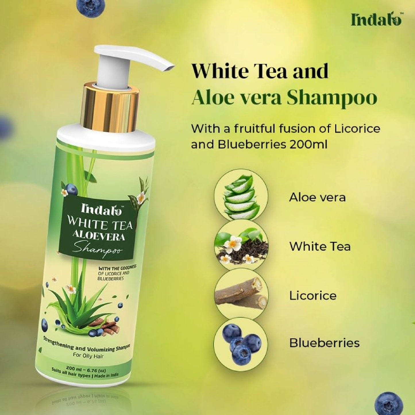 Indalo White Tea Aloe Vera Shampoo For Oily Hair