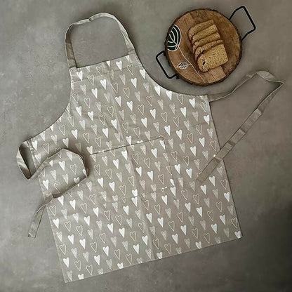 Oak & Lily 100% Cotton Kitchen Apron-Red Heart