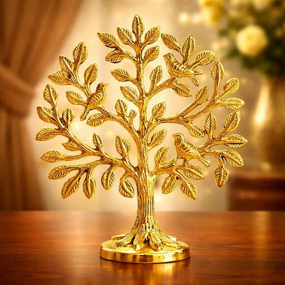 Not Available Pure Brass Kalpvriksh Tree with Birds