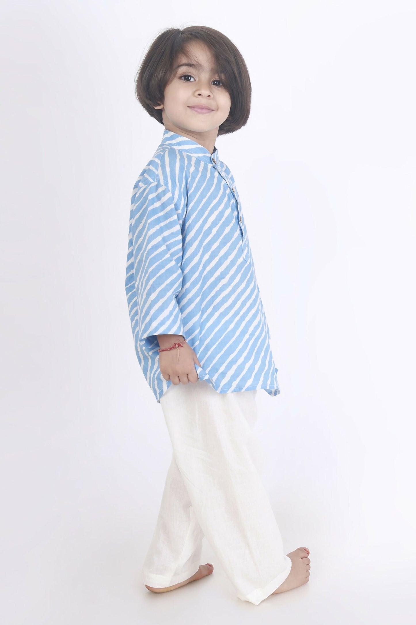 Breathables Kids Cotton Night Suit  Blue Striped Kurta & Pyjama Co-Ord Set For Boys & Girls