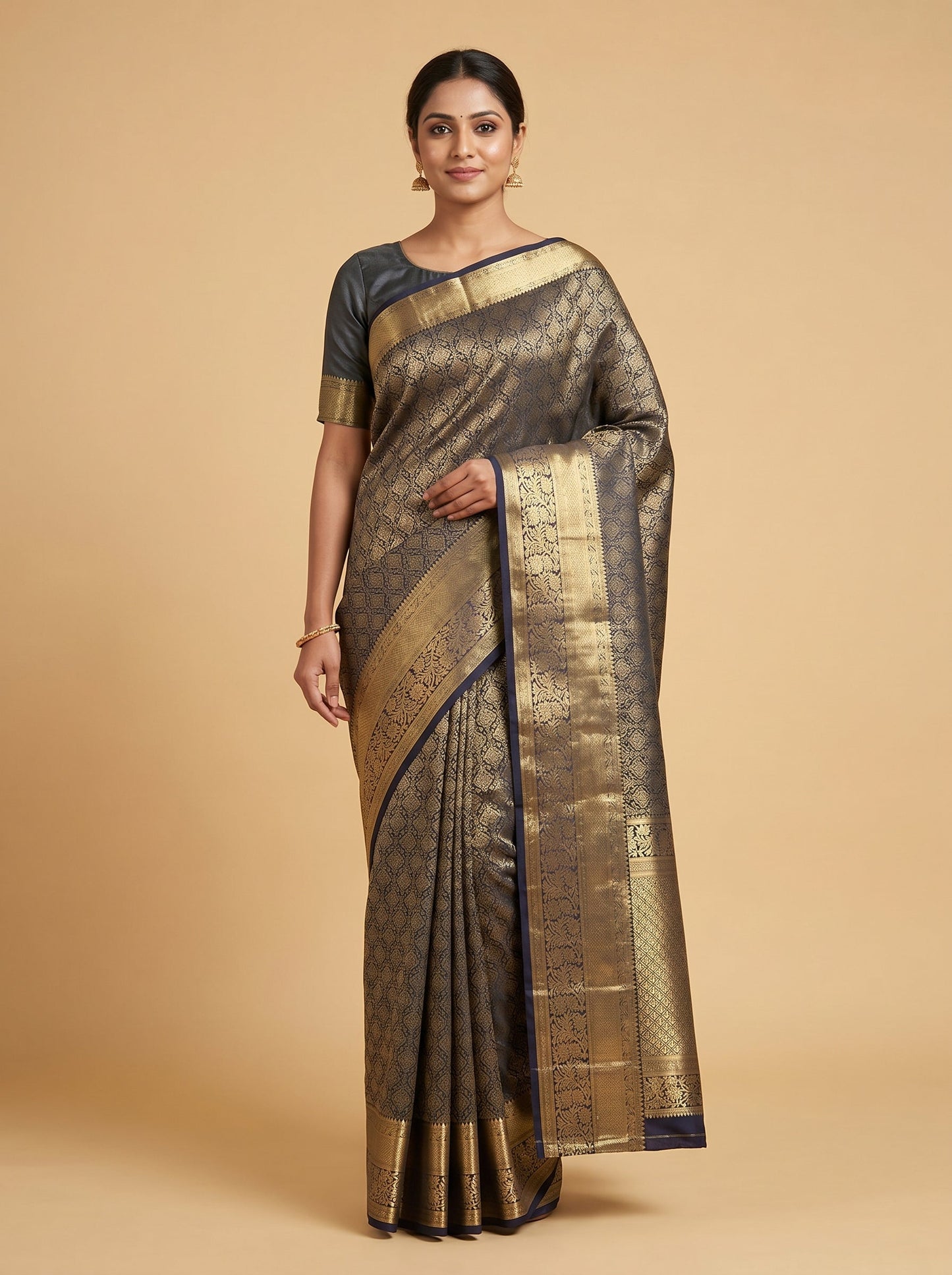 Ebony Black Mystery Handloom Saree