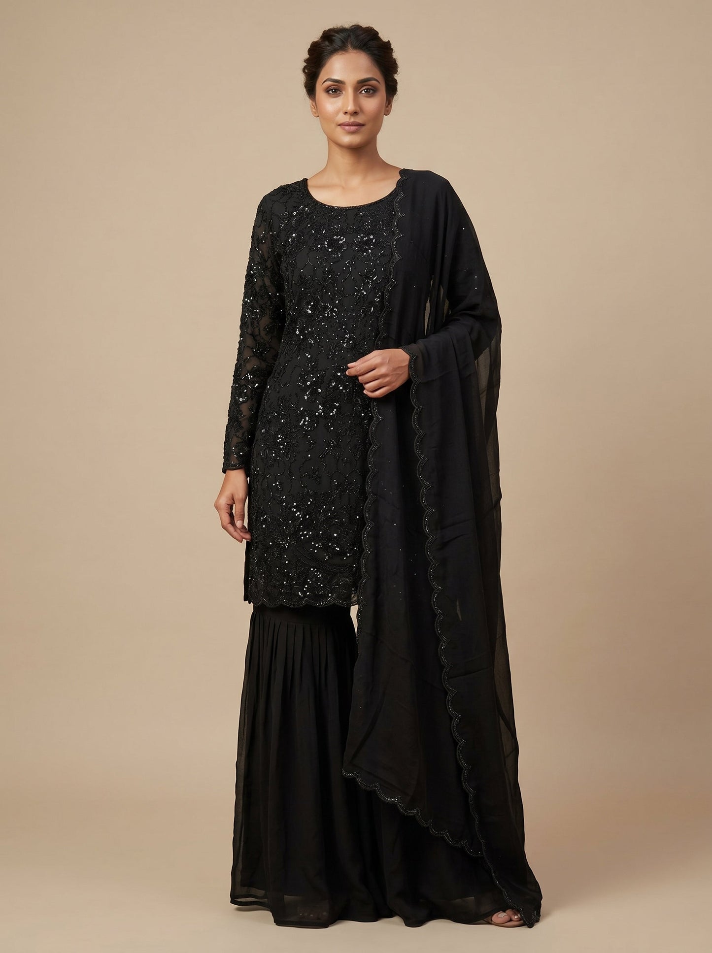 Eclipse Black Sharara Set