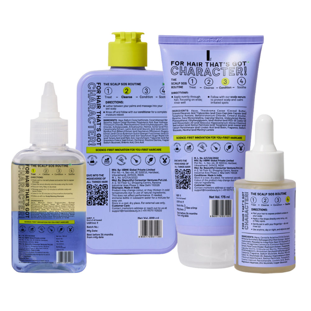 Moxie Beauty The Scalp Sos Routine (Pre-wash, Shampoo, Conditioner & Serum)