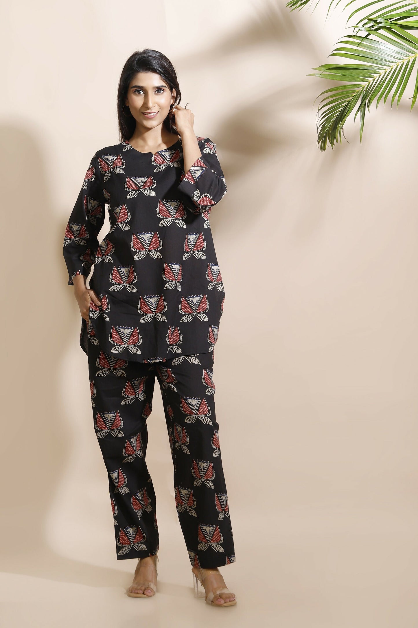 Breathables Abstract Black Cotton Co-Ord Set