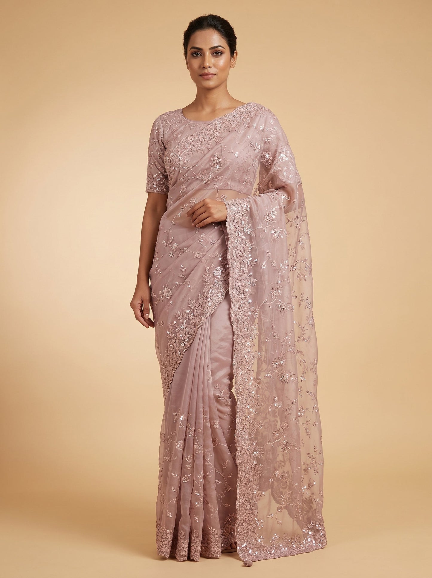 Embroidered Gajri Saree