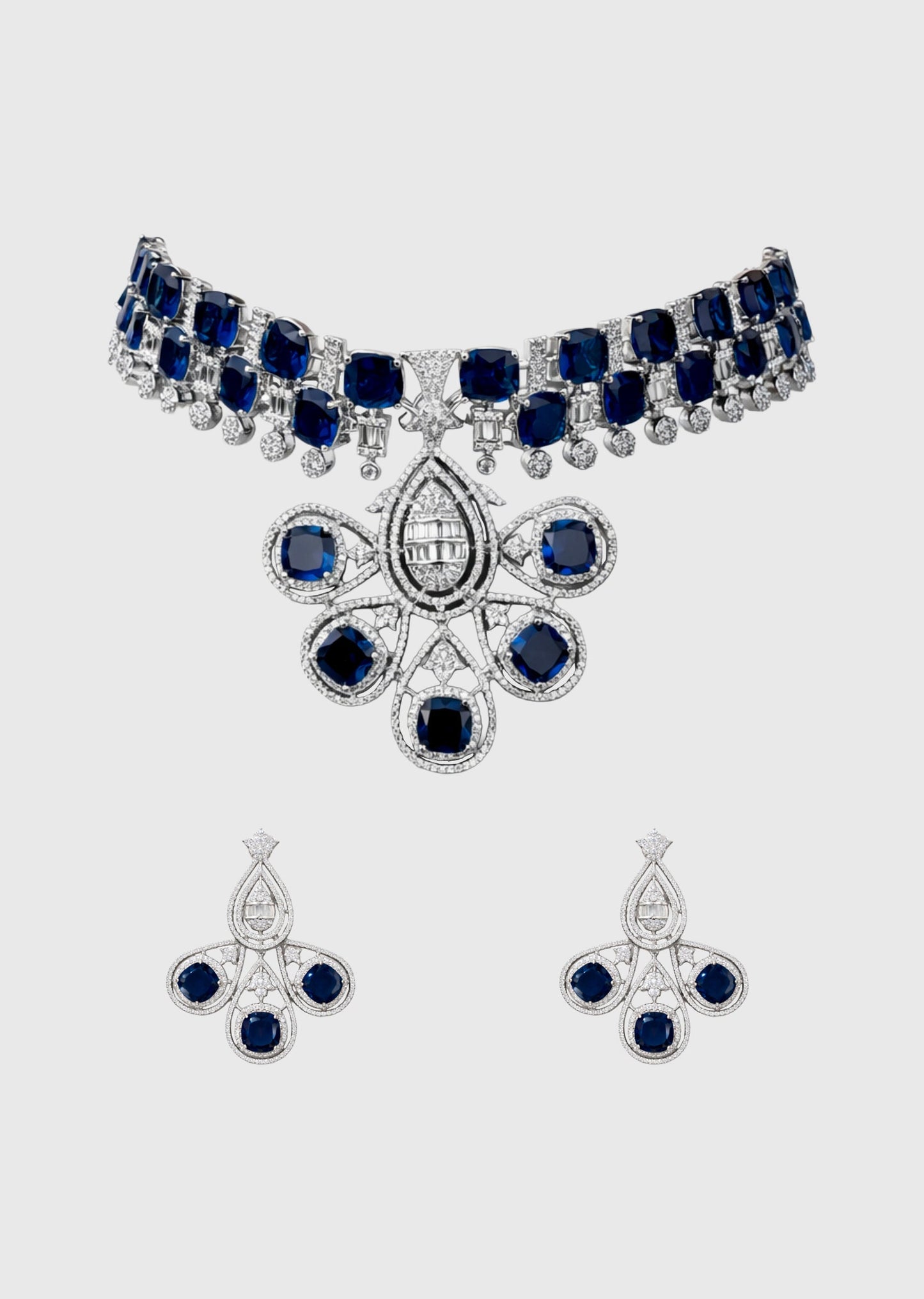 Emerald Blue Stone Choker Set
