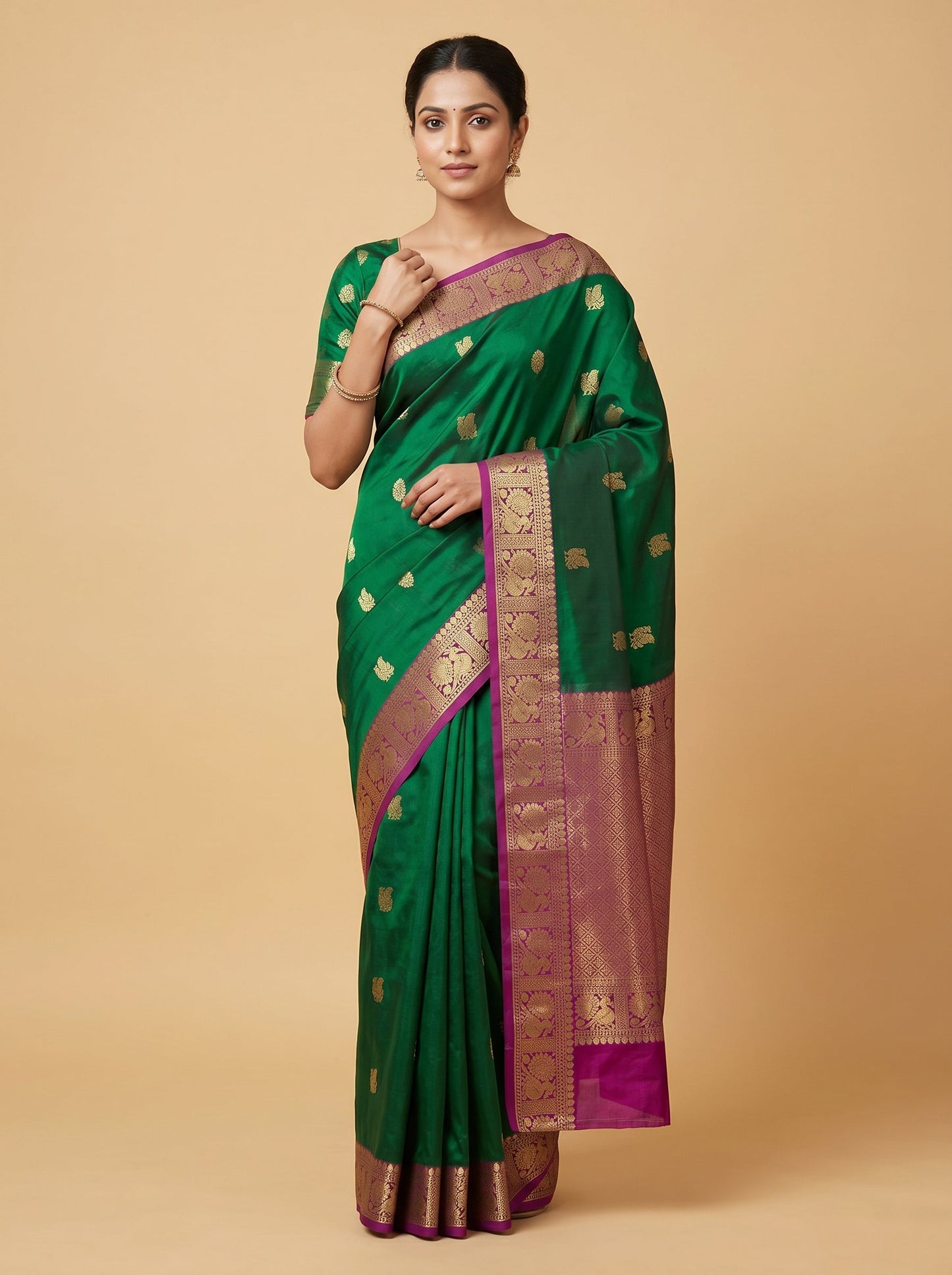Emerald Buti Green Handloom Saree