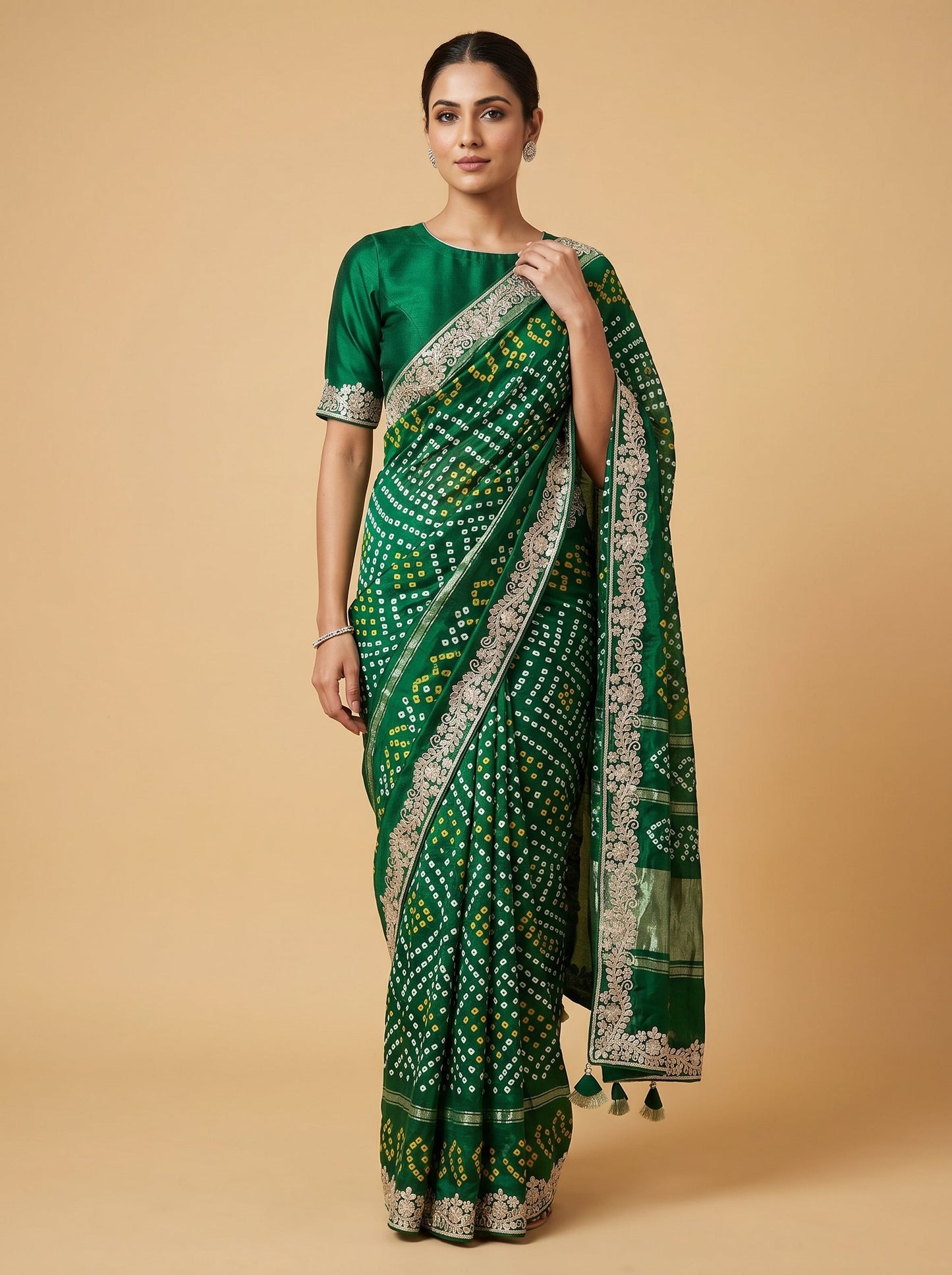 Emerald Grace Rama Green Embroidered Saree