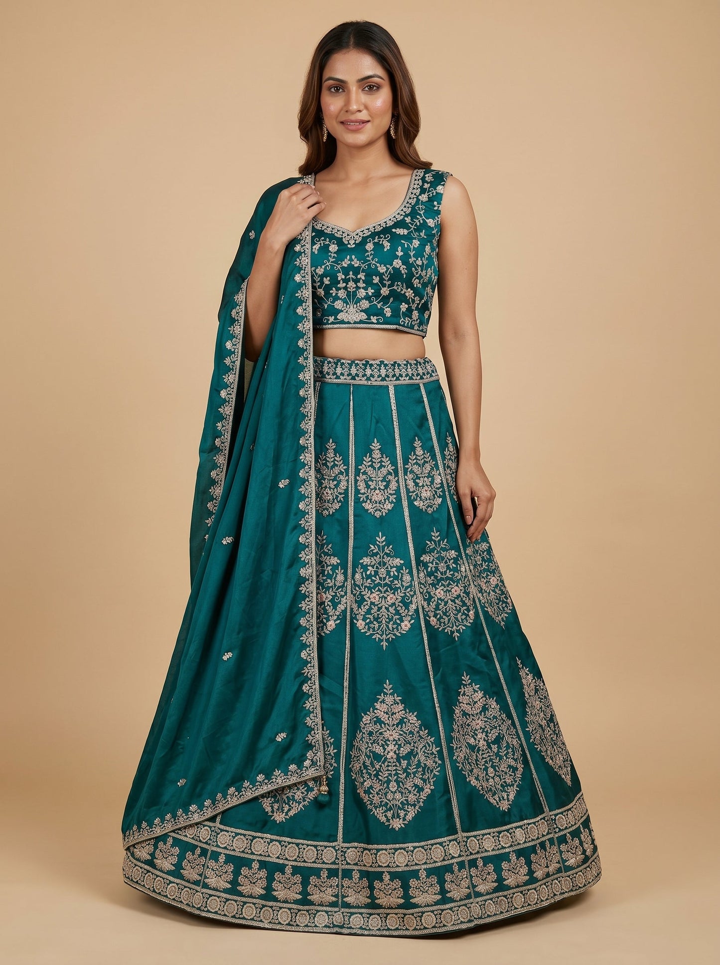 Emerald Glow Embroidered Lehenga