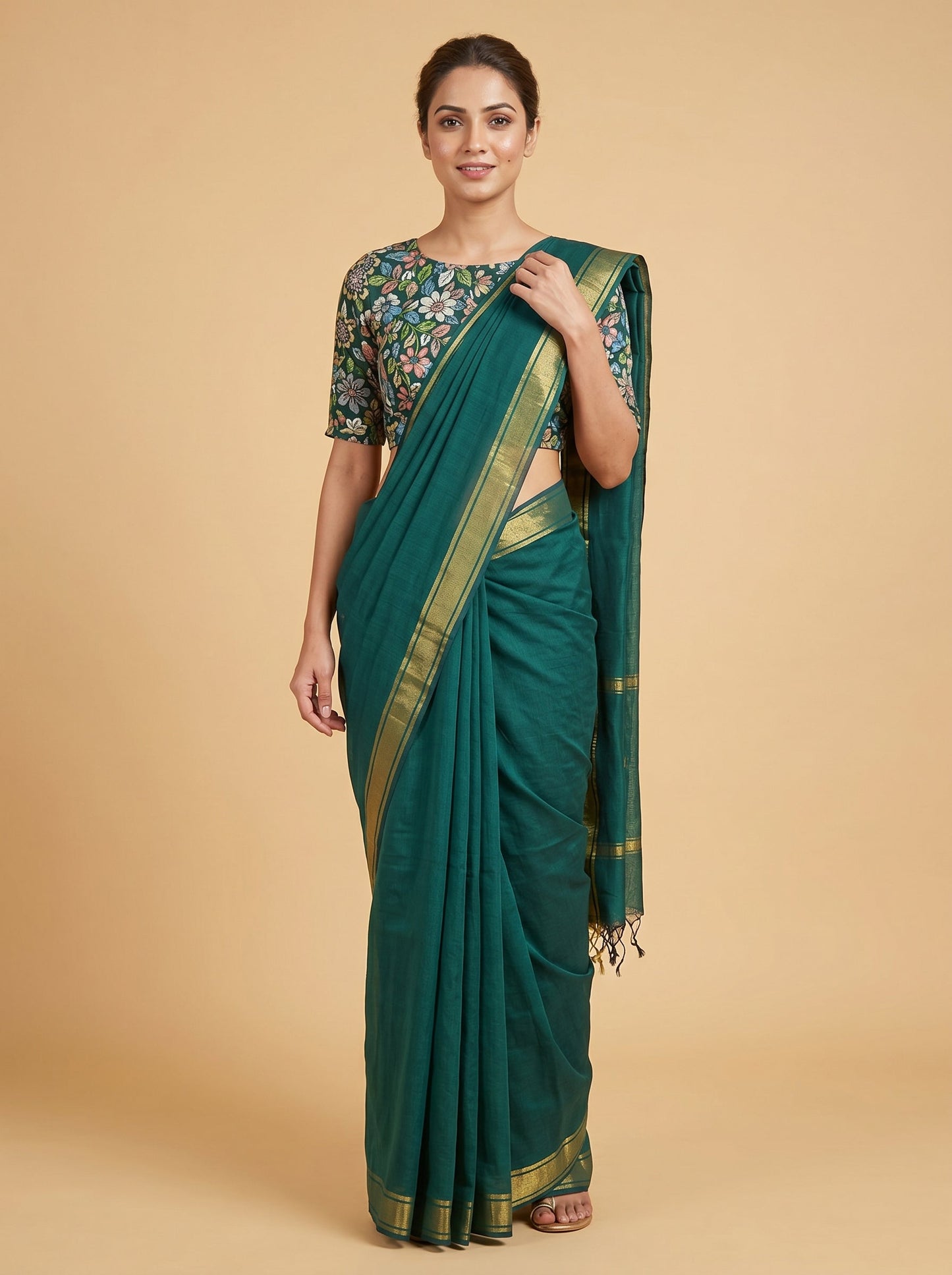 Emerald Tassel Green Handloom Saree