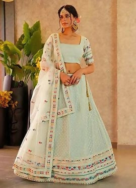 Lehenga Mart Sky Star Faux Georgette Designer Bollywood Style Wedding Wear Lehenga Choli