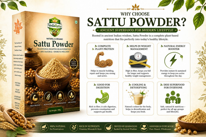 VedaRasa Premium Sattu Powder  Organic Roasted Chana Powder