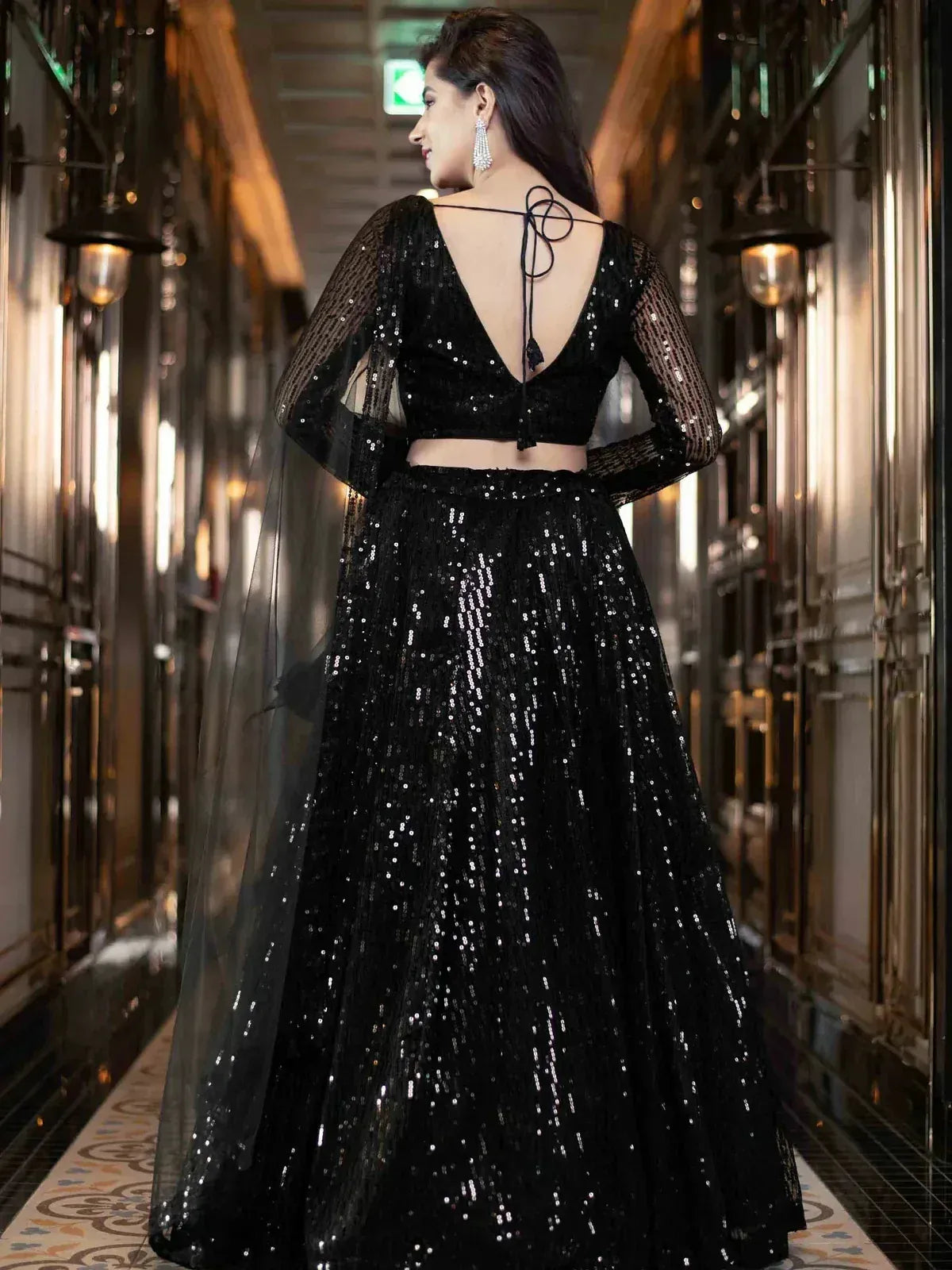 Tulsi Art Black Sequins Heavy Net Party Wear Lehenga Choli With Dupatta
