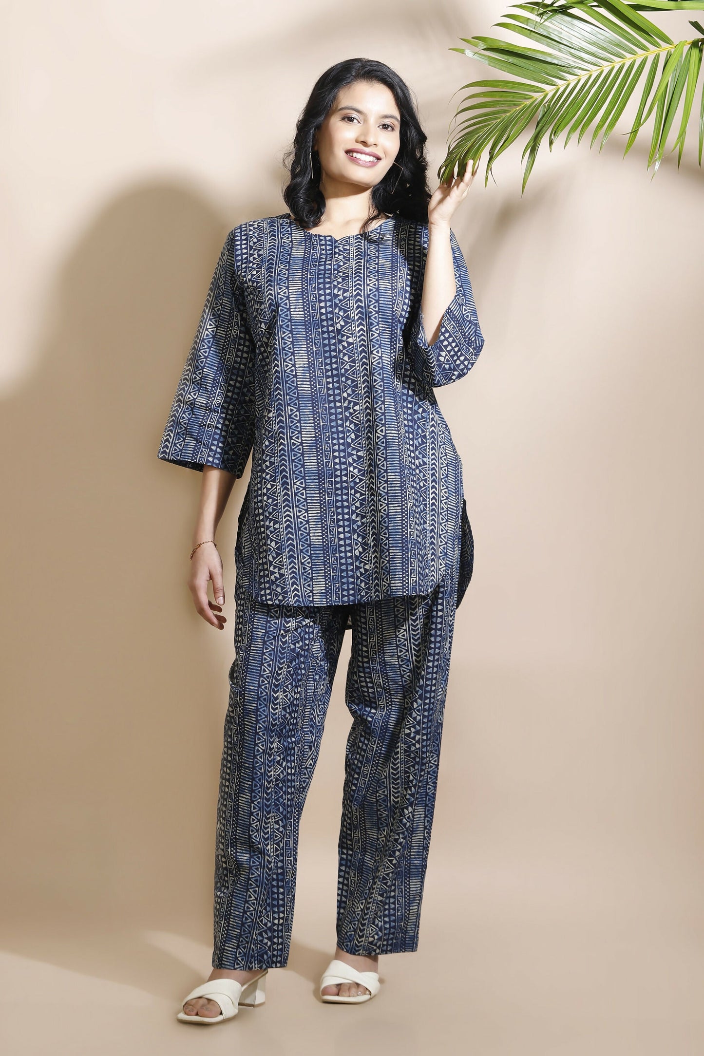 Breathables Blue Abstract Cotton Kurta & Pant Co-Ord Set