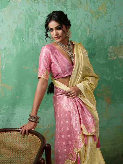Shree Shyam Fashion Yellow Linen Cotton Saree