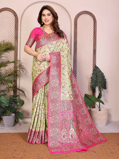 Teeya Creation New Latest Trendy Wedding Wear Pashmina Silk Saree-Yellow