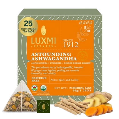 Luxmi Estates Astounding Ashwagandha  Certified Organic Herbal Infusion