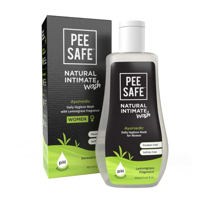 Pee Safe Natural Intimate Wash with Lemongrass Fragrance and Natural Intimate Wipes For Women