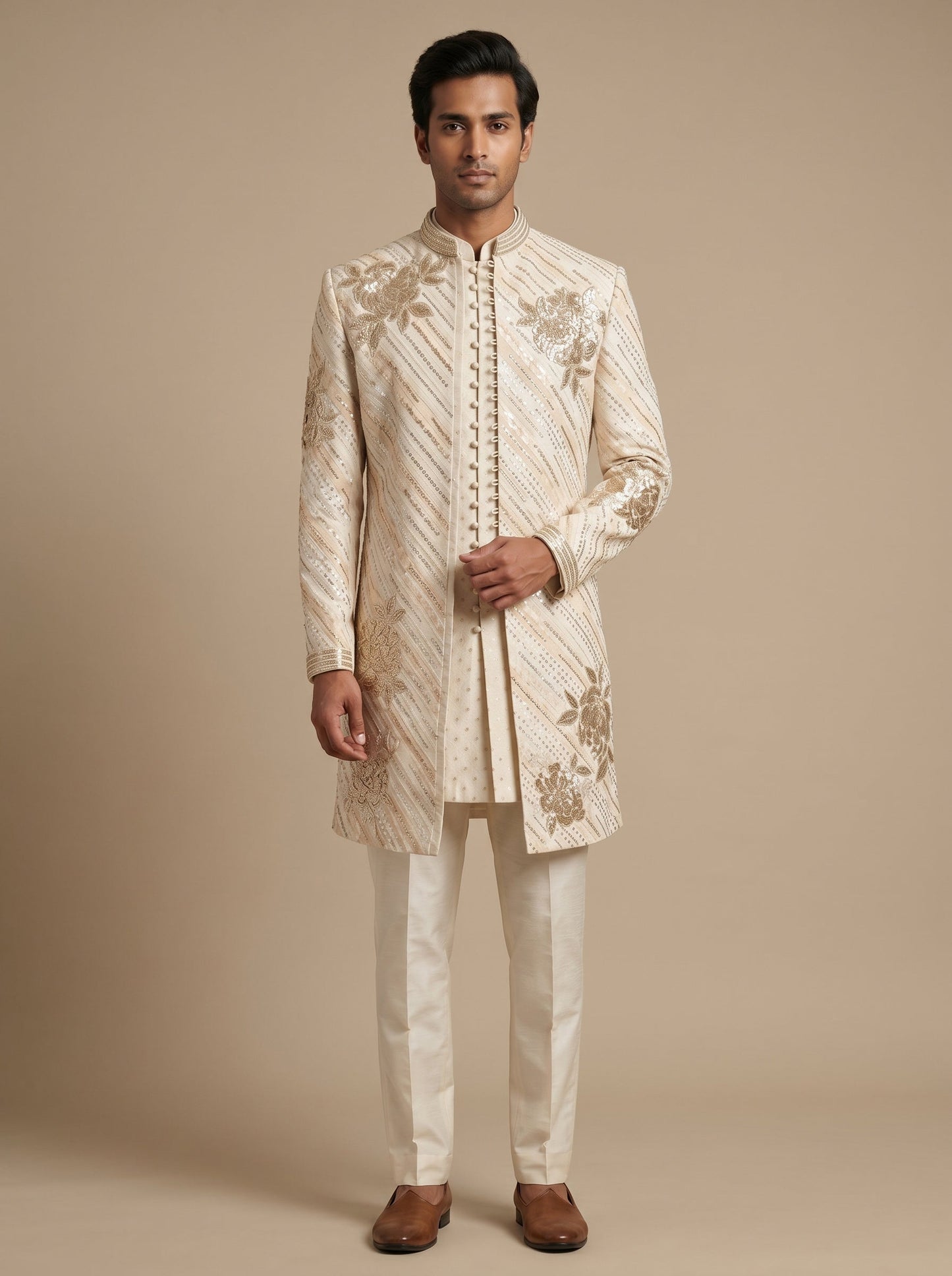 Fawn Classic Sherwani