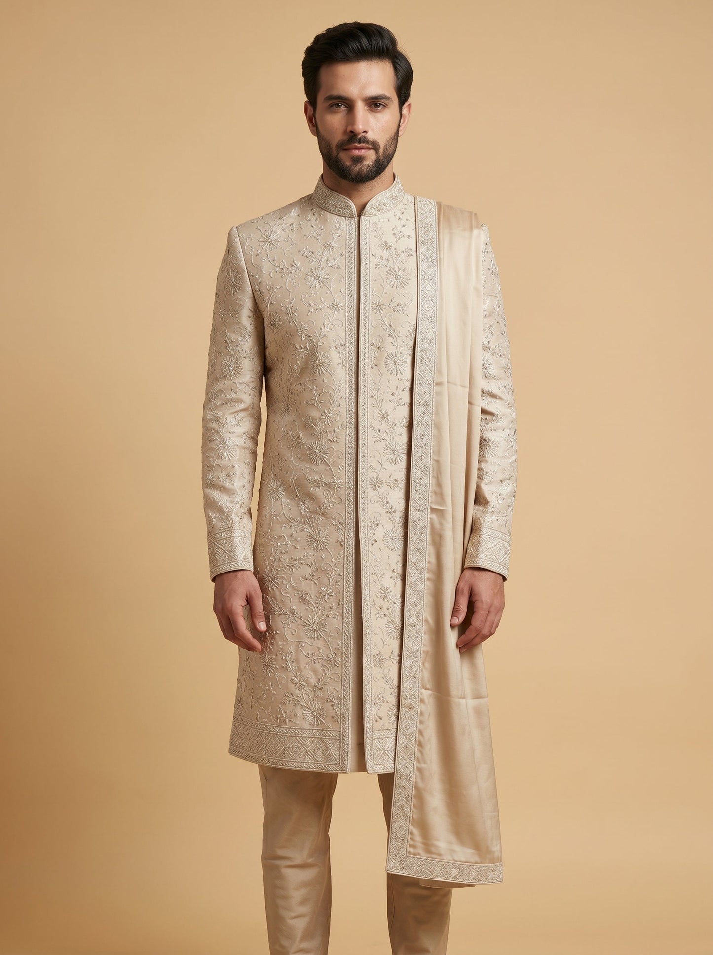 Fawn Traditional Sherwani